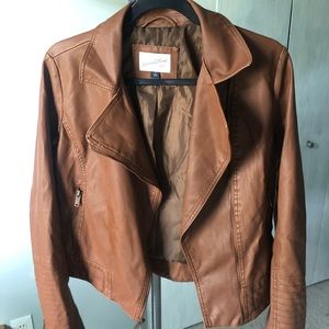 Universal Thread Brown Faux Leather Moto Jacket Size S